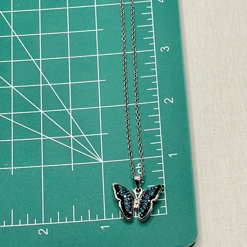 Crystal Butterfly Pendant Necklace - Picture 10 of 11